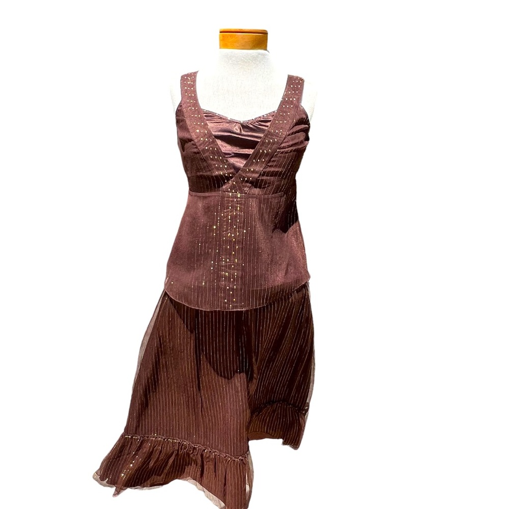 Boston Proper Vintage Sleeveless Top & Midi Skirt w/Metallic Thread Size 2 & 4
